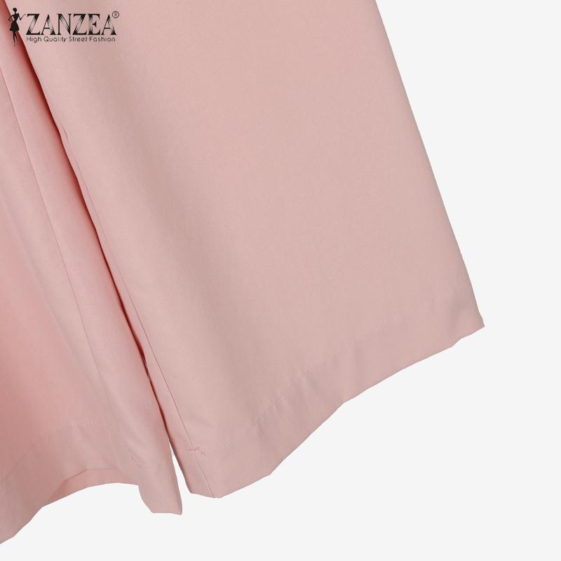 ZANZEA Женские повседневные комплекты из двух предметов: блузка с длинным рукавом и брюки