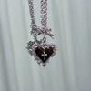 Fashion Bow Heart Pendant Necklace for Women Gothic Red Black Flower Thorn Cross Choker Chains Necklaces Party Charm Jewelry