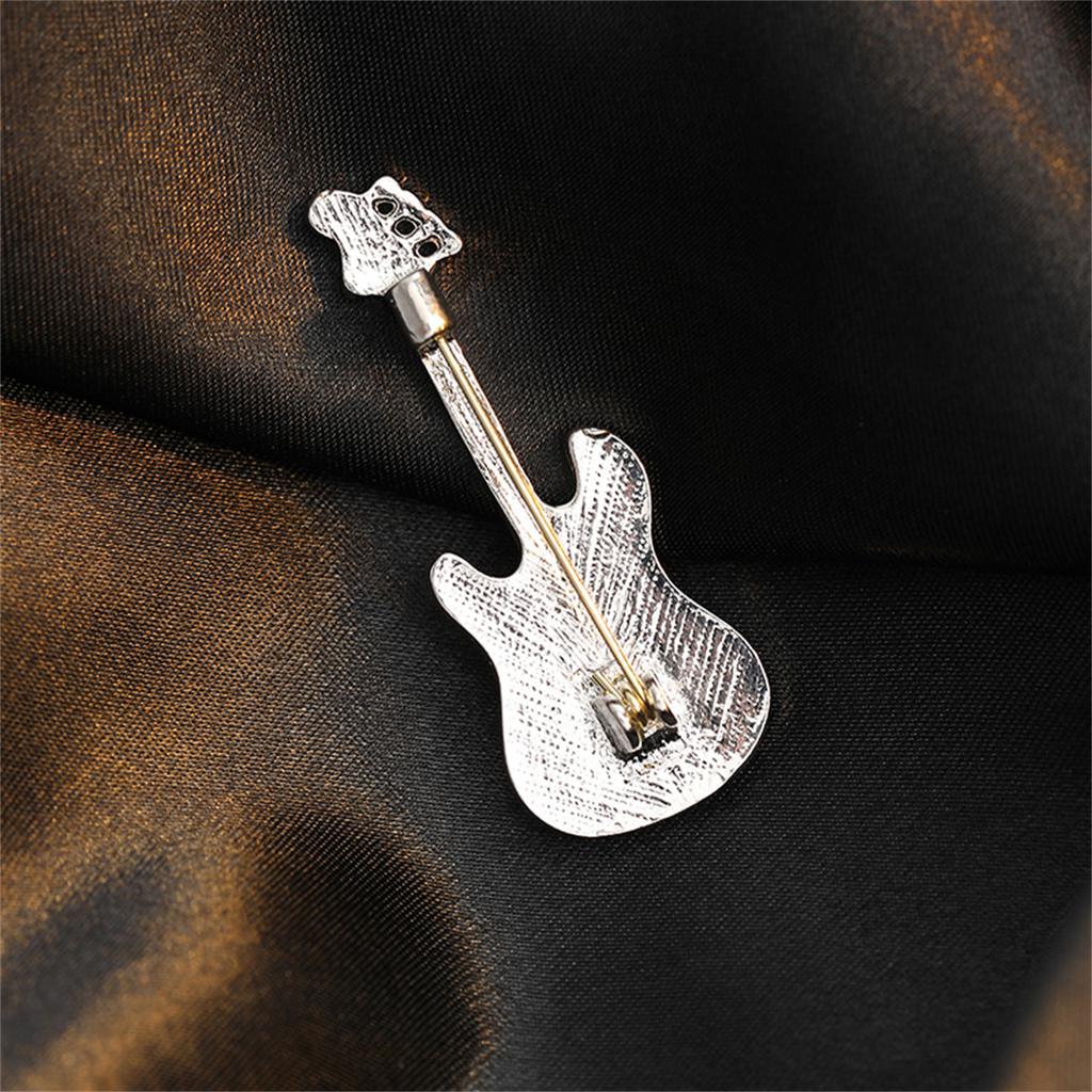 Rinhoo Vintage Imitation Shell Guitar Violin Brooch Pin For Women Luxury Punk Rhinestone Musical Instrument Enamel Badge Jewelry