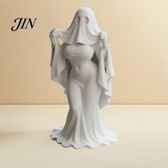 Halloween Decor Figurine Ghost Lady Ornament, Durable PLA 3D Printing Figure, Gothic Decoration Full of Mystery Collectible, for Desktop Bookshelf