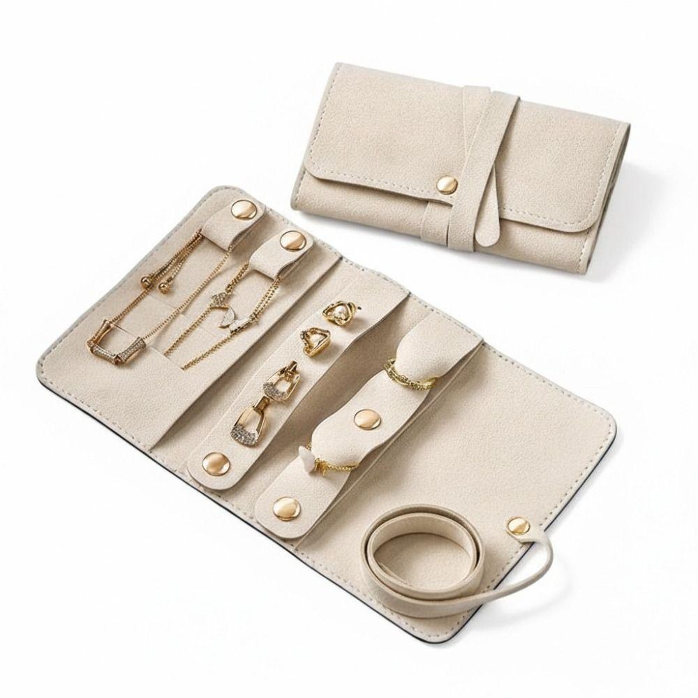 PU Leather Jewelry Storage Bag Roll Up Design Portable Jewelry Pouch Jewelry Roll Bag Travel Use