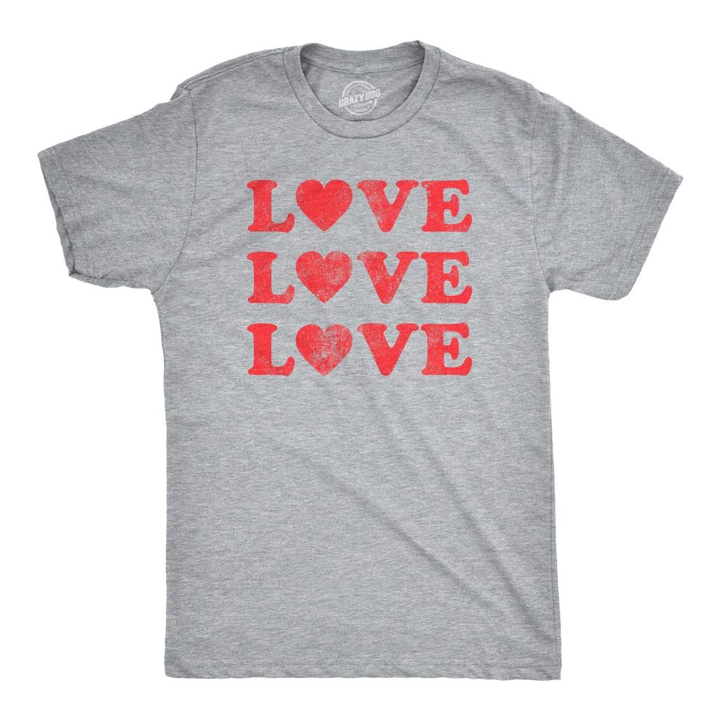Mens Love Love Love Hearts T Shirt Cute Valentines Day Tee