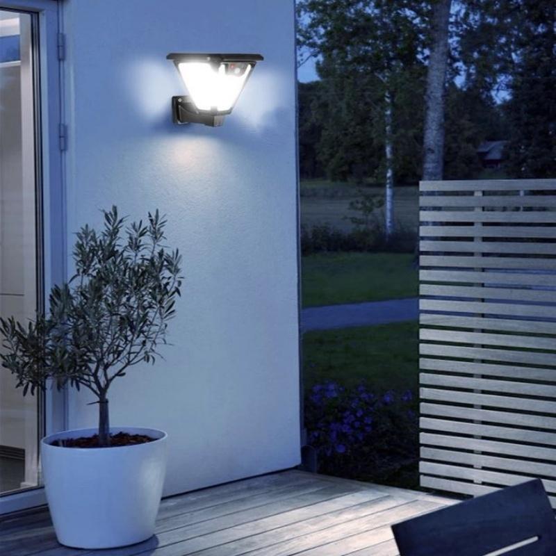 100 светодиодных солнечных ламп, перезаряжаемый многофункциональный солнечный светильник, водонепроницаемый уличный светильник, садовый настенный фонарь