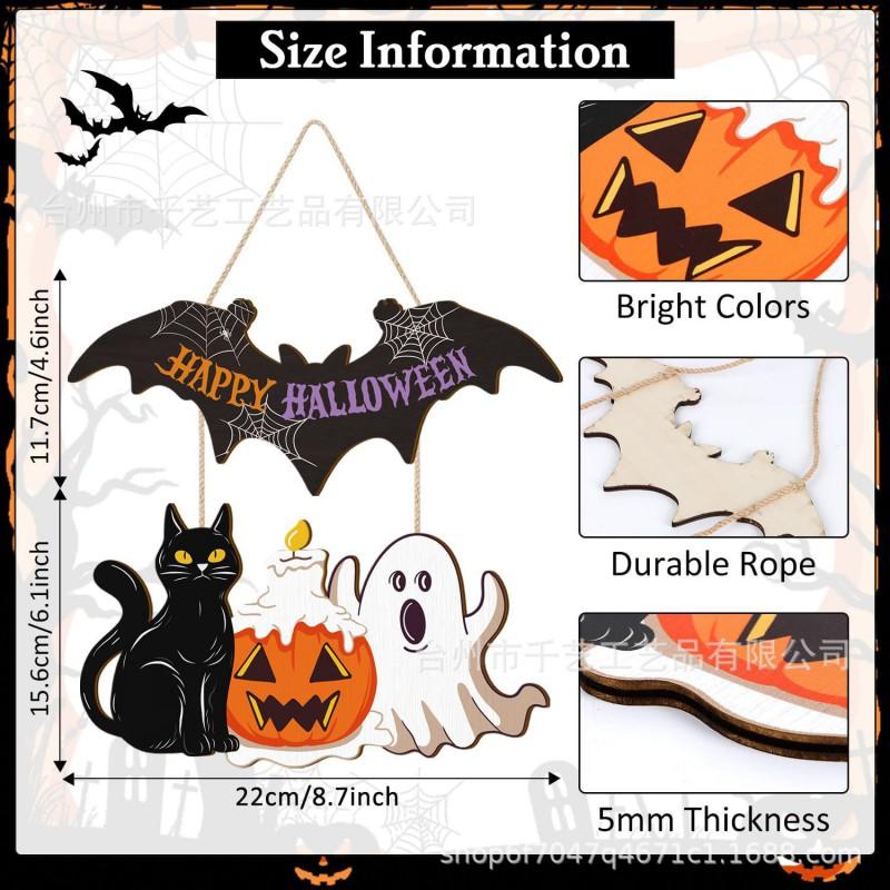 Halloween Wooden Door Sign Hanging Decor Wreath Craft Home Garden Party Decoration