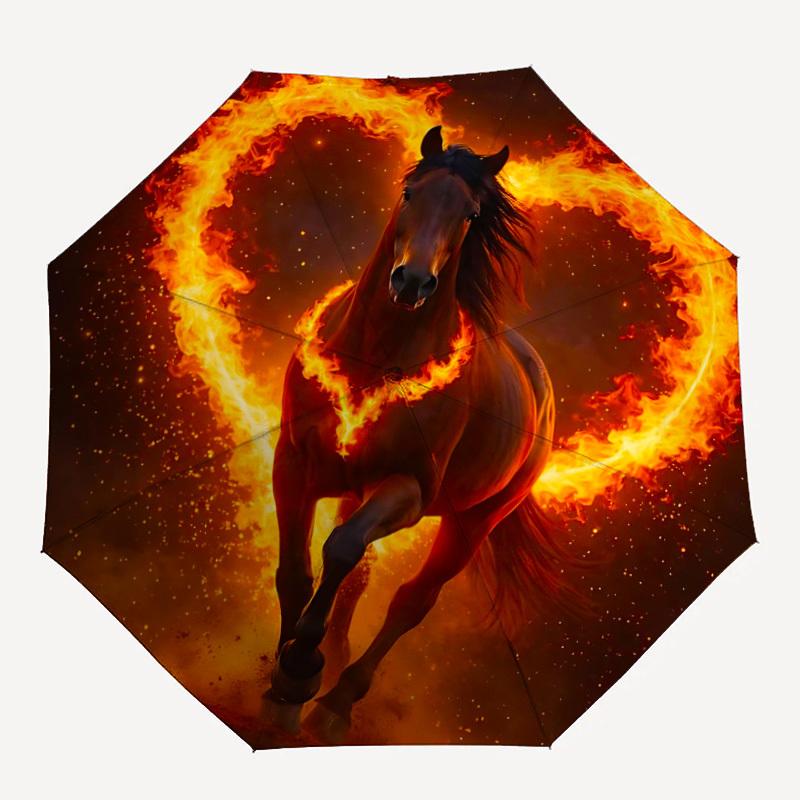 1pc FireHorse FlameRider Automatic Folding Umbrella Portable Collapsible 8-Rib Umbrella for All Seasons, Casual Outdoor Accessory, B64