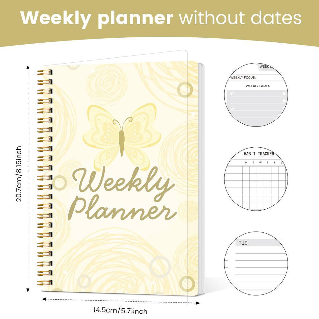Undated Weekly Planner Spiral Notebook With Habit Tracker To Do List Goal Setting Stickers For School Work