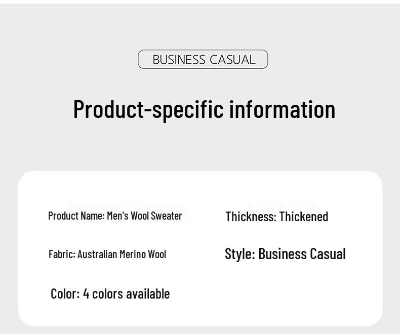 Men's Autumn/Winter Pure Wool Half-High Collar Zipper Sweater