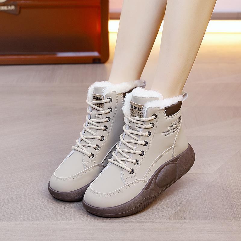 Флисовые спортивные женские высокие хлопковые ботинки осень и зима новые универсальные утолщенные теплые хлопковые туфли нескользящие