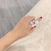 Fashion Oversize Multi Pearl Rings for Women Lady Irregular Crystal Rhinestone Charm Open Ring Korean Wedding Party Jewelry