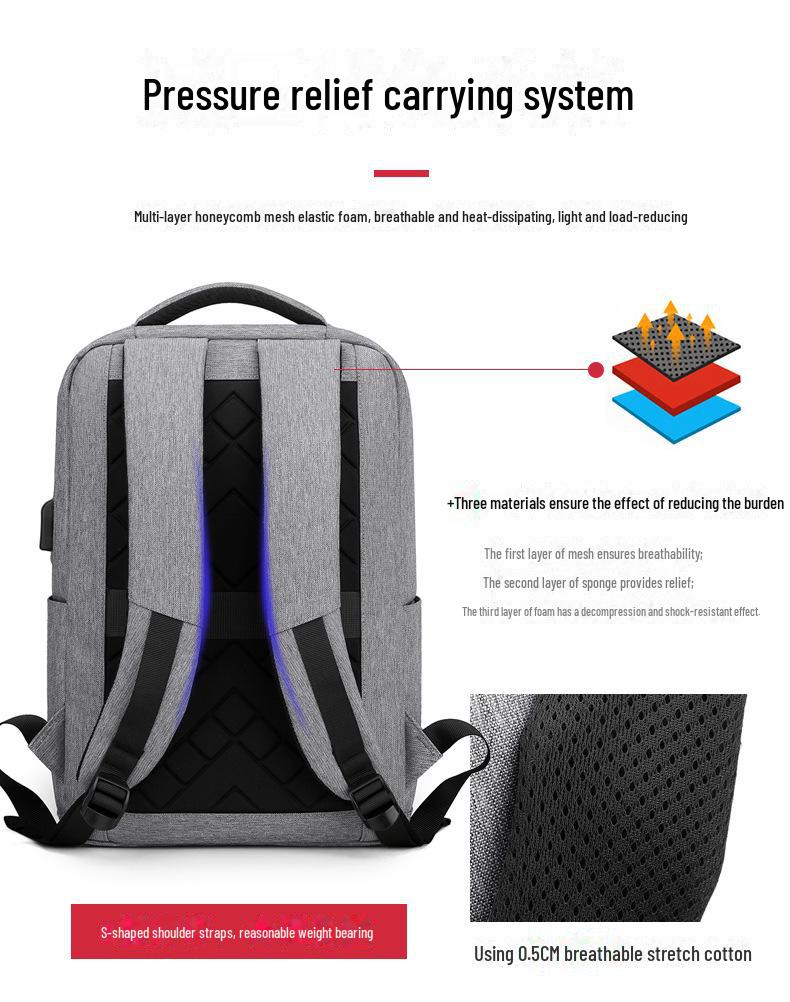 High-End Men's Waterproof Travel Backpack with Laptop Compartment – Large Capacity Business & School Bag
