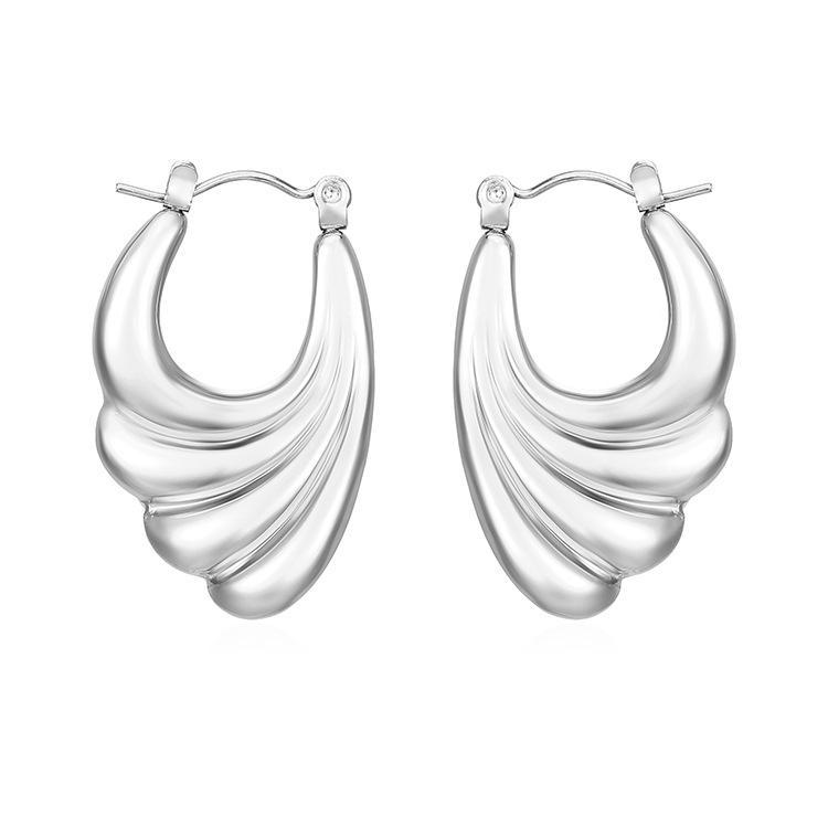 Горячая Распродажа Ретро Легкие Роскошные Литые Волны Крылья Персонализированные Взрывные Серьги Из Нержавеющей Стали 18-каратного Золота