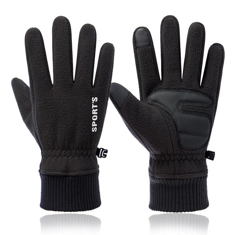 Мужские зимние флисовые перчатки — теплые, ветрозащитные, сенсорные, нескользящие, для езды на велосипеде на открытом воздухе, бега, альпинизма и вождения.