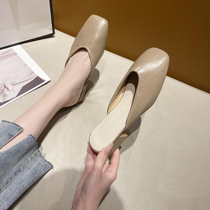 Новое поступление лета, повседневные модные однотонные тапочки Baotou, удобные нескользящие женские туфли на низком каблуке, НЕТ:Е2205