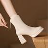 Новые женские сапоги осень-зима 2024 года из коровьей лакированной кожи на высоком каблуке на платформе, черные бежевые туфли для женщин, вечерние, офисные сапоги