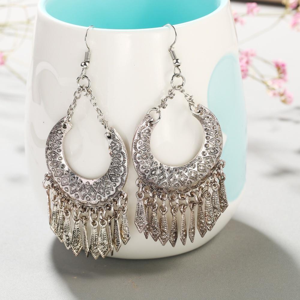 2017 винтажные длинные висячие серьги для женщин, богемные ювелирные изделия в стиле бохо, серьги-капли с кисточками, женские серьги Brincos