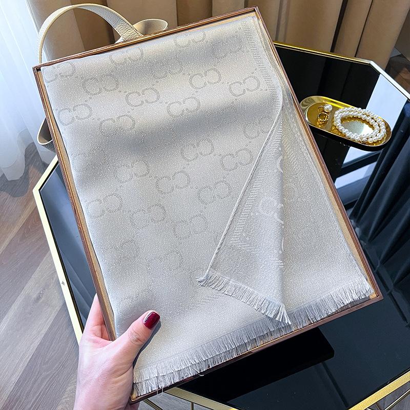 Summer Seaside Vacation Women's Scarf Shawl Decoration Fashionable Letters Cotton Sunscreen Women