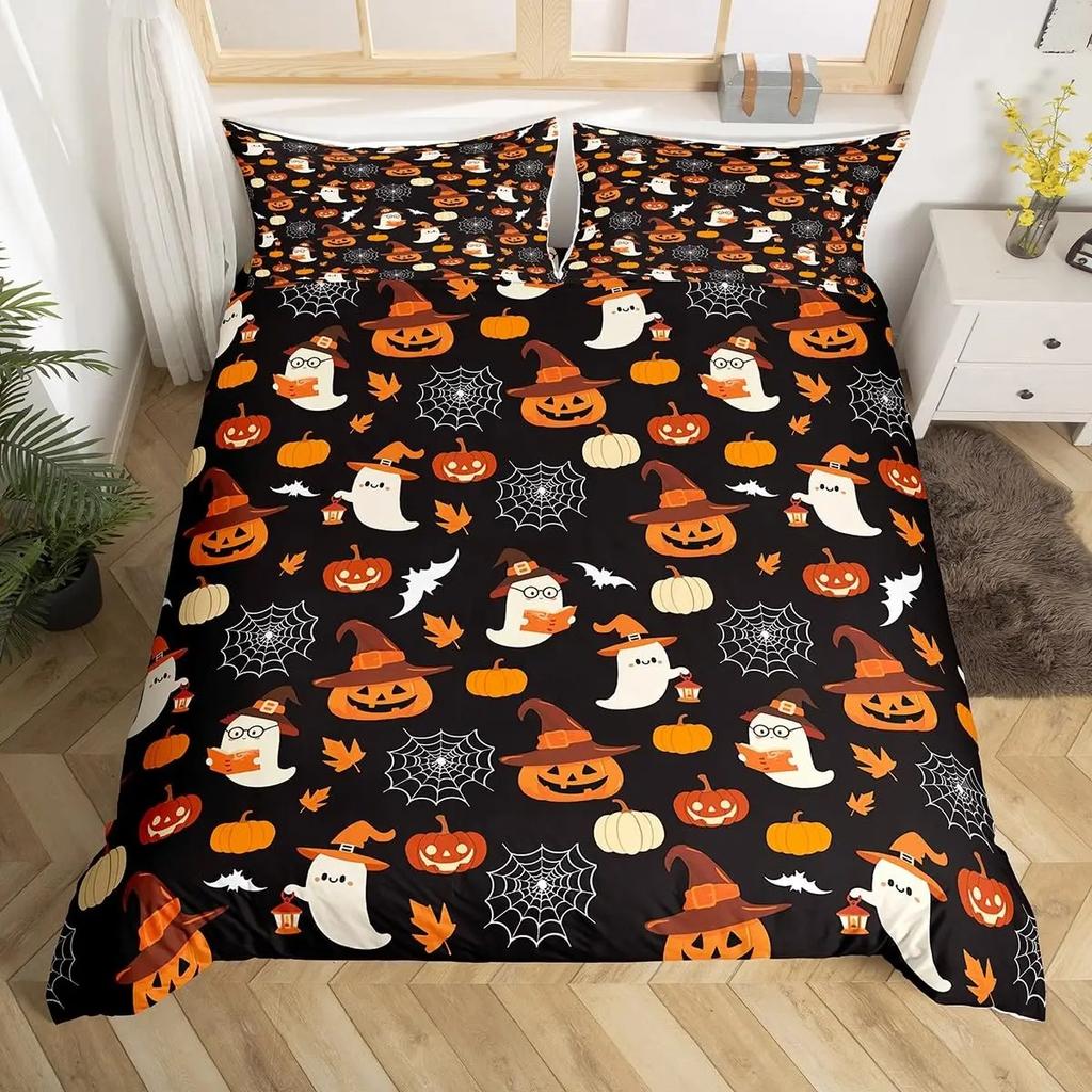 Комплект постельного белья с изображением сахарного черепа, пододеяльник со скелетом для мальчиков и девочек, розовый бант, покрывало для одеяла на тему Хэллоуина