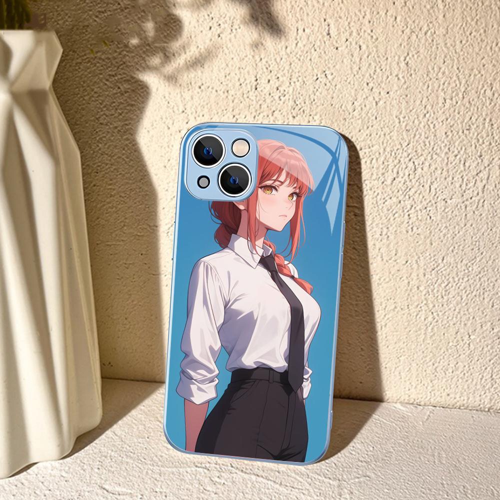 Чехол для телефона Chainsaw Man Makima для IPhone 14 13 12 Mini 11 Pro XS Max X XR 14 Plus Закаленное стекло
