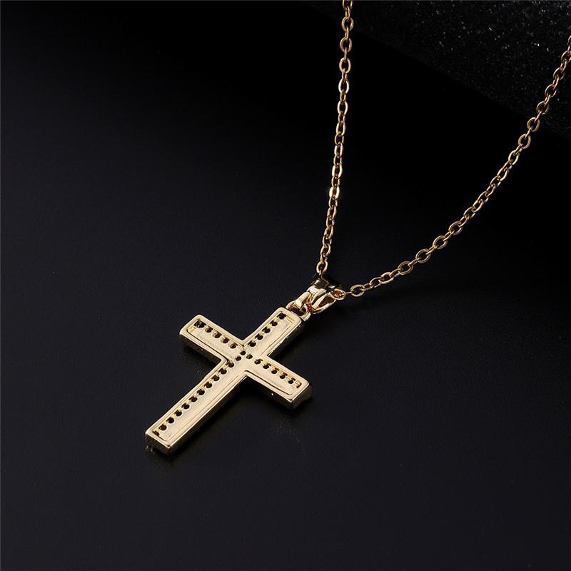 Light Luxury Cross Enamel Zircon Pendant Necklace Stainless Steel Fashion Geometric Choker Jewelry Party Gifts For Women Girls