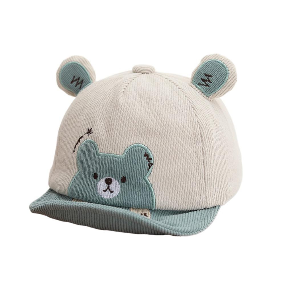 Cartoon Bear Baby Sunhat Wide Brim Newborn Flat Cap Solid Color Infant Bucket Hat Toddle