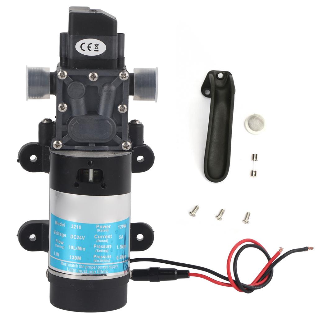 Электрический водяной насос 120 Вт 10 л/мин Самовсасывающий диафрагменный насос для мойки высокого давления 24 В 5 А