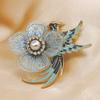 Lapel Pin Embroidery Flower Enamel Bird Alloy Faux Pearl Rhinestone Brooch Pin Costume Accessories