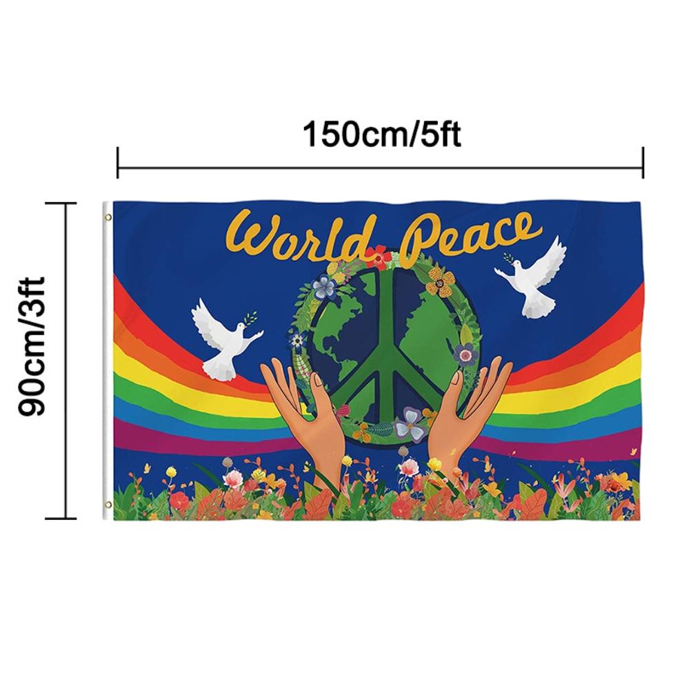 World Peace Flag Polyester Large Banners 90*150CM Fade Resistant Flags Perfect for Home Outdoor