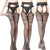 Женские эротические колготки с открытой промежностью и кружевными подтяжками, прозрачные колготки, чулки