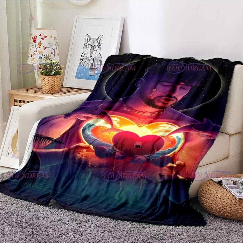 Одеяло с рисунком Bad Bunny, фланелевые одеяла, теплые плюшевые флисовые одеяла в стиле поп-латиноамериканской музыки для взрослых, диванное постельное белье, всесезонное