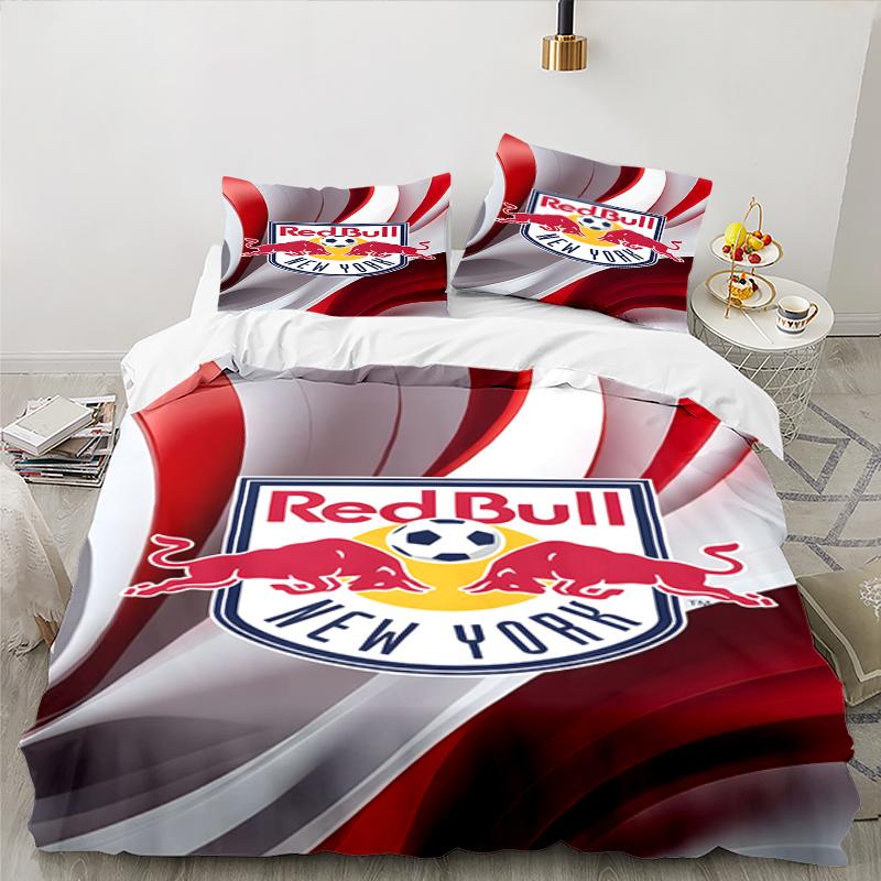 3PCS New York Bulls Crest Bedding set,Ideal for1pc Duvet Cover And 2pcs Pillowcases Perfect for Christmas gift,Ideal for Bedroom, Dormitory