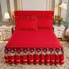 European Solid Color Washed Padded Bed Skirt Four-piece Set Lace Lace Princess Wind Bed Cover Non-slip Fixed Nordic