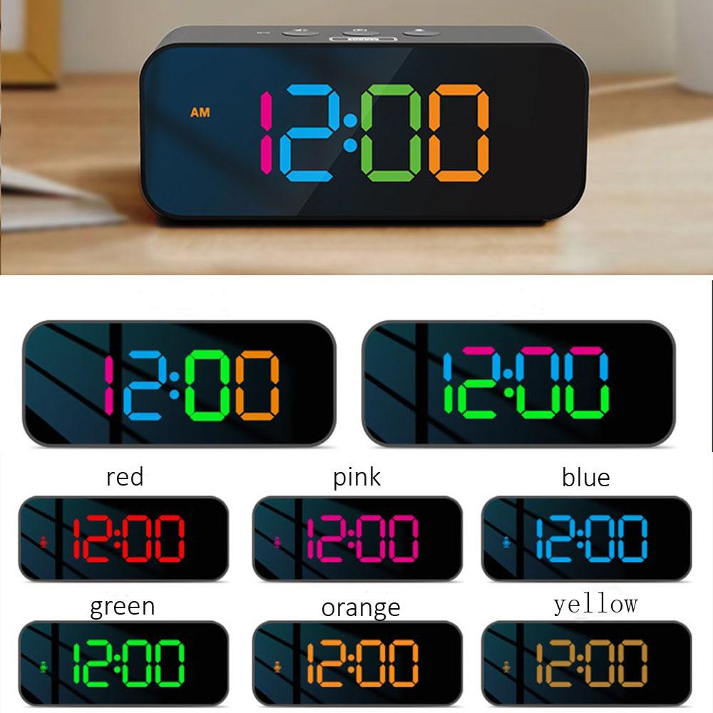 Rechargeable DIY Sound Recording LED Alarm Clock with Mirror Face and RGB Colorful Display.Record 3 Sets of Sounds as Alarm Tune2