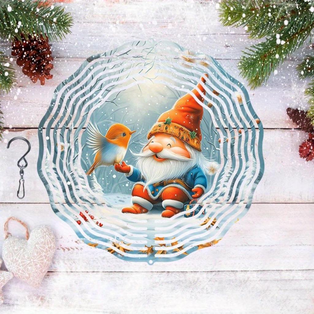 Рождественский гном, колокольчик ветра, уличный декор со снежинками, сосновыми шишками и дизайном птиц для сада, праздника, свадьбы, подарка на день рождения