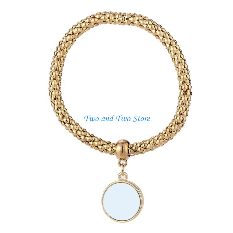 HX6F Diy Jewelry Making Sublimation Blank Round Bracelets Pendants Gifts for DIY Name Tags