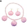 1 комплект, розовый с ожерельем, комплект ювелирных изделий в форме русалки, браслет из искусственного жемчуга, зажим для ушей, экологически чистое ожерелье из ракушки