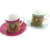 [M9874] - Box of 2 Coffee Cups 'Lili Petrol' Pink Green (Chloé) - 5x6 Cm