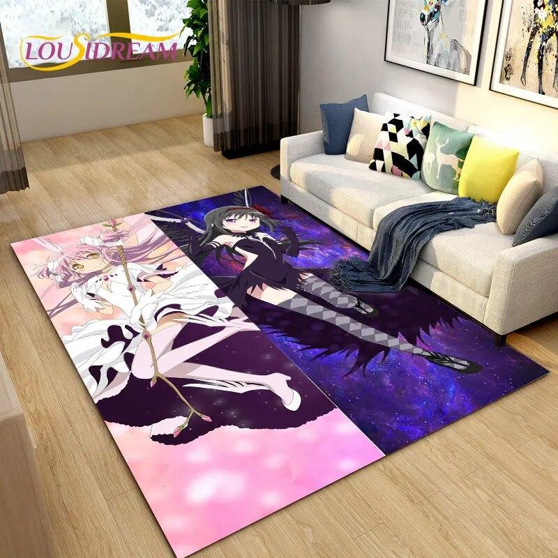 Puella magi madoka Magica Коврик с рисунком из мультфильма, Коврик для гостиной, спальни, дивана, коврик для украшения, детский нескользящий напольный коврик