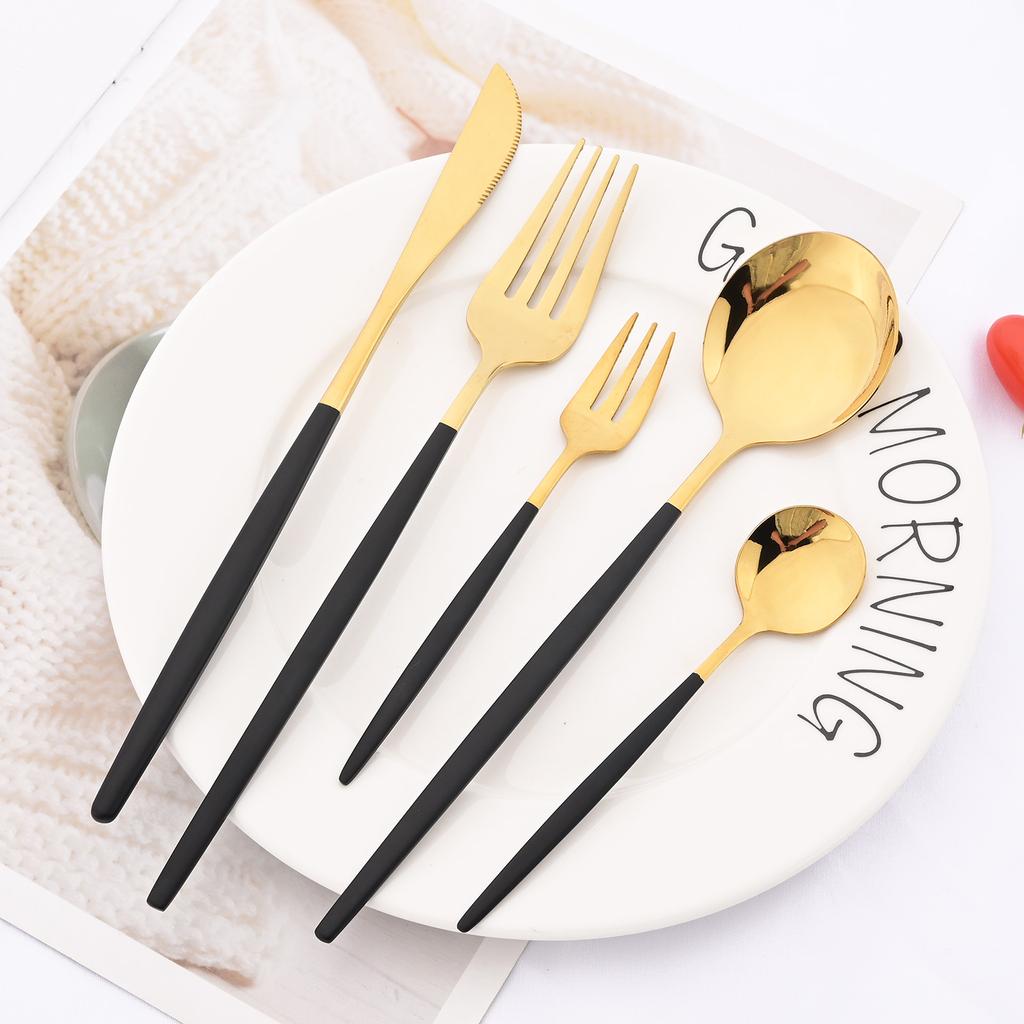 Набор столовых приборов из 30 предметов, черный, золотой, нож, вилка, ложка, набор столовых приборов, столовые приборы из нержавеющей стали, кухонная посуда для вечеринок