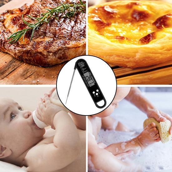 Food Thermometer Easy To Read Digital Meat Thermometer Waterproof Foldable Cooking Thermometer for Home Kitchen Adult Sex Wear