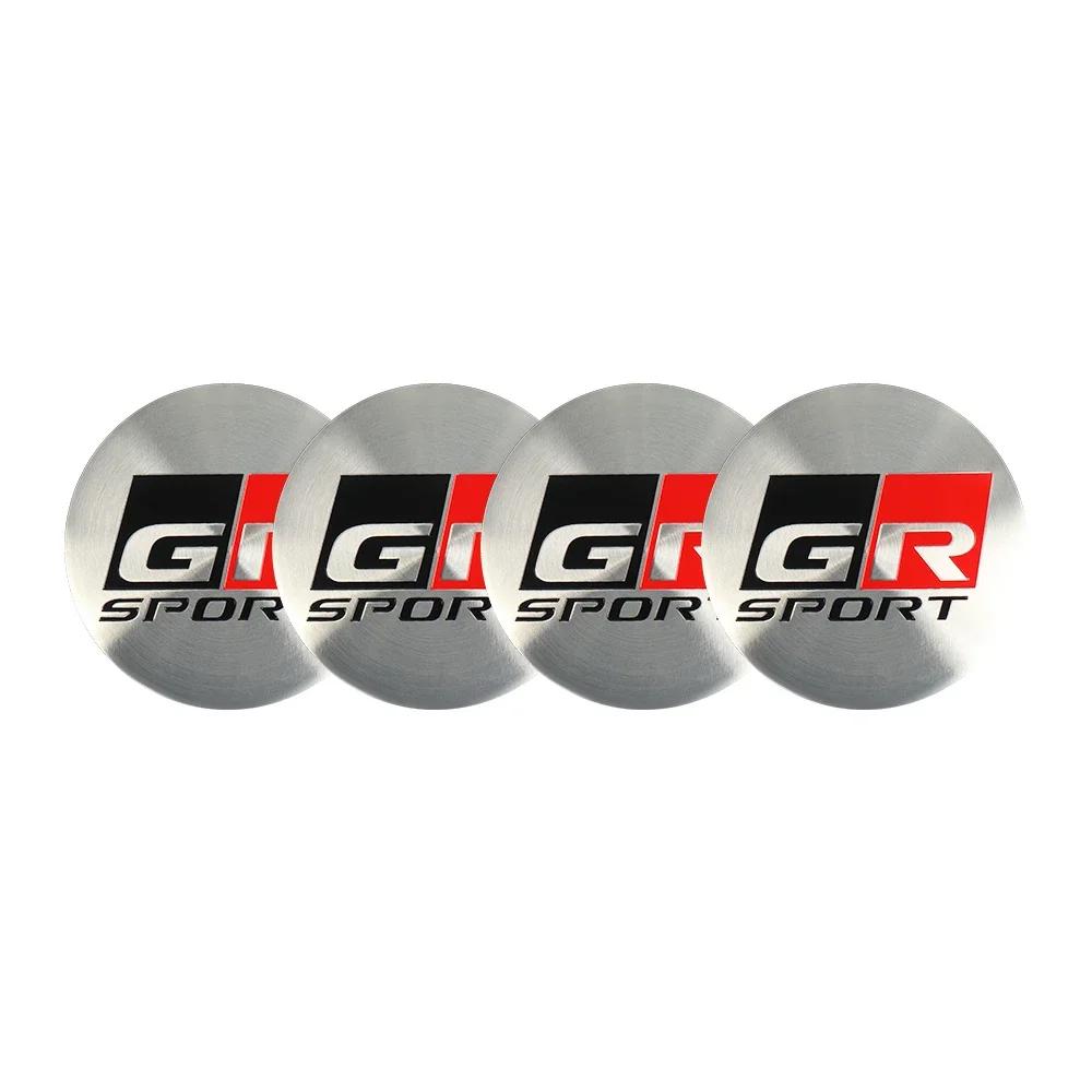 56MM 4Pcs Car Styling Aluminum Wheel Center Hub Caps Stickers For Toyota Rav4 Corolla Camry Aqua Cross Yaris Auris TRD GR Sport CWF1