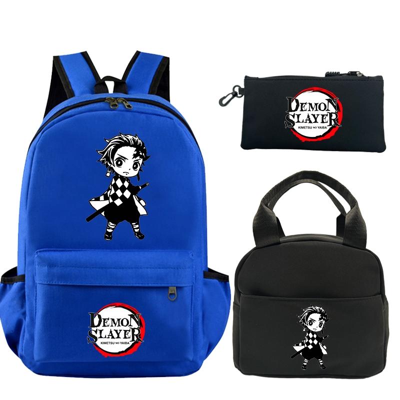 3 шт./компл. рюкзак «Убийца Демонов» с принтом, сумка для обеда, пенал для подростков, детский школьный рюкзак для девочек и мальчиков