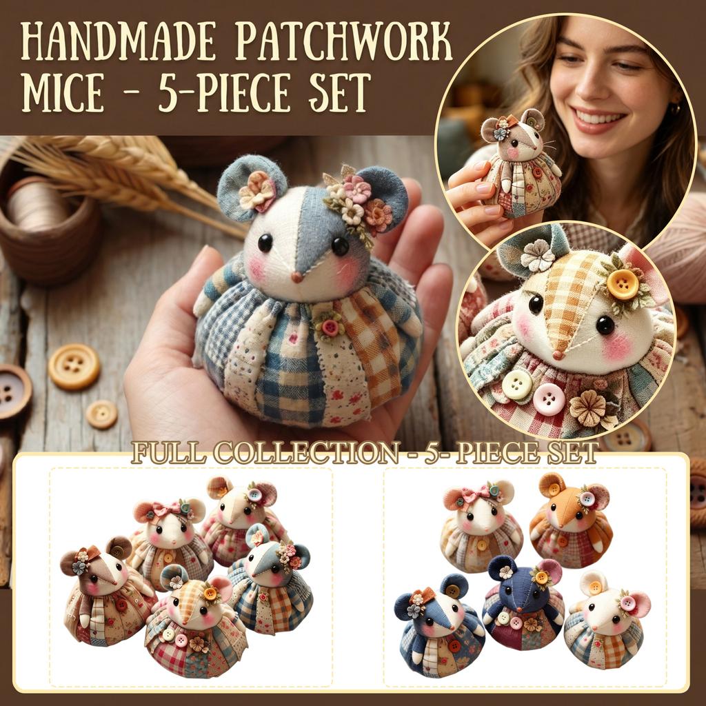 Коллекция лоскутного шитья DIY Набор ручных кукол-мышей из 5 штук Набор для рукоделия из ткани для швейных и домашних декоративных проектов