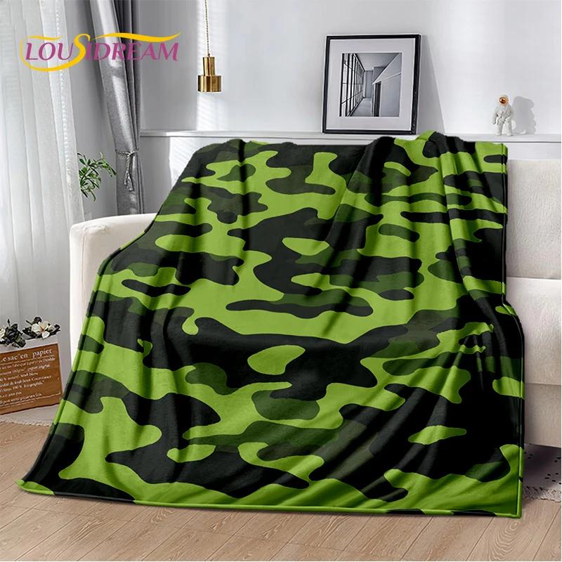 2025 Colorful Camo Green Camouflage Soft Blanket,Soft Throw Blanket for Home Bedroom Bed Sofa Picnic Travel Cover Child Gift