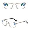 Portable Metal PC Reading Glasses Decorative Glasses Rectangle Frame Glasses Grey Anti Eyestrain Reading Glasses Readers