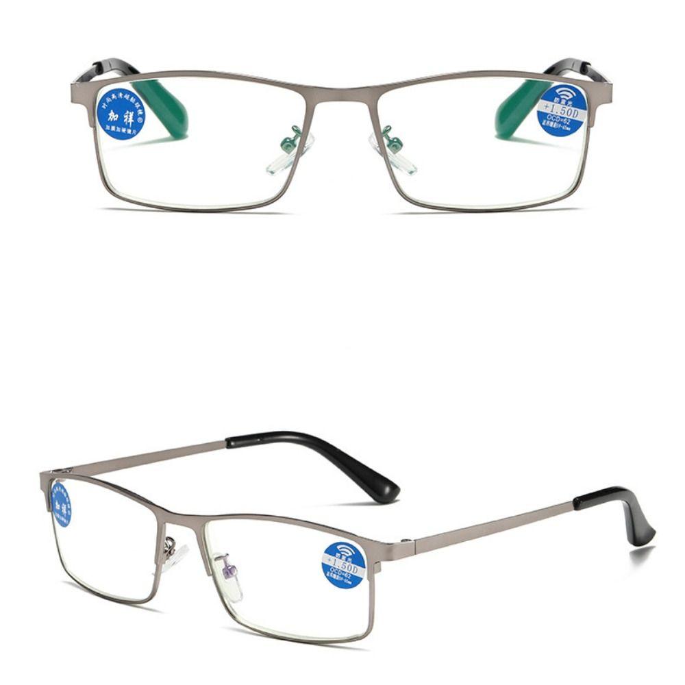 Portable Metal PC Reading Glasses Decorative Glasses Rectangle Frame Glasses Grey Anti Eyestrain Reading Glasses Readers