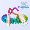 3A USB Type C Кабель для быстрого зарядного устройства Пружинный USB-кабель для зарядки Нейлоновый плетеный зарядный шнур свободной длины для автомобильного мобильного телефона Samsung/Xiaomi Быстрая зарядка