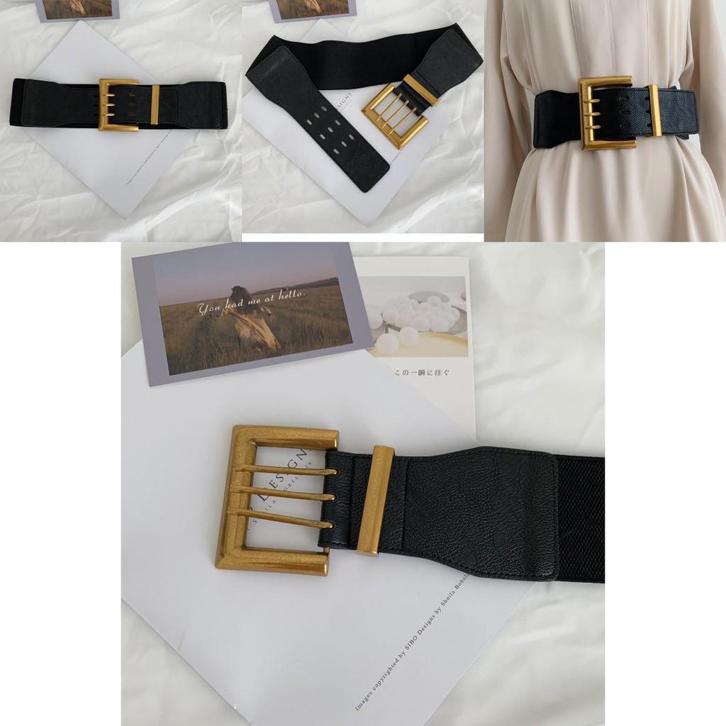 Chic Wide Waist Belt For Women Street Style With Unique Square Buckle Design