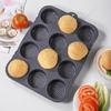 Food Grade, Silicone Burger Mold, 12 Hole, Bread Baking Tray, Mold, Easy To Demold, Kitchen Baking Tool