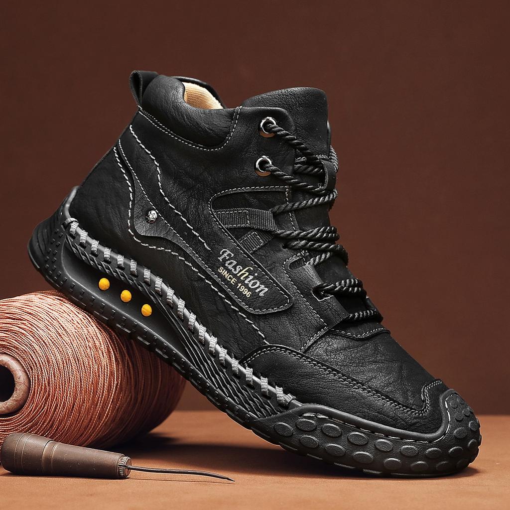 2025 New of Men's Boots for Autumn and Winter, Large-sized Retro Men's Leather Boots, Hand-sewn Outdoor Casual Ankle Boots