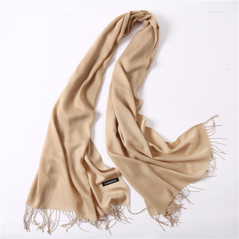 2024 Autumn And Winter Imitation Cashmere Scarf Solid Color Fashionable Versatile Warm Shawl Tassel Scarf